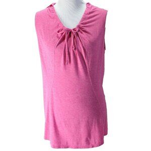 Lucy Hooded Top Womens Sz M Pink Sleeveless Drawstring Neck Knit Activewear